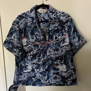 Brain Dead Blue and Red Graphic Tee